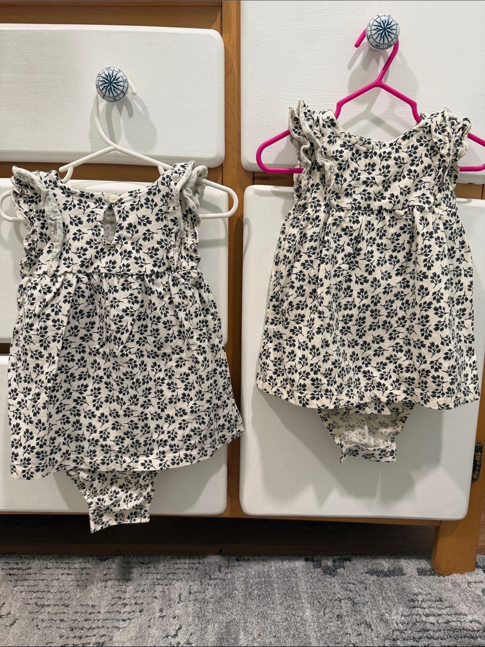 Twin set. Cream Baby Floral Dress with Bloomers attached.